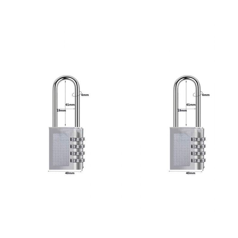 foto del prodotto  2 confezioni lucchetto con combinazione a 4 cifre, lucchetto con combinazione impermeabile, chiusura con combinazione in metallo e acciaio placcato