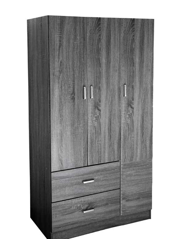foto del prodotto  2c armadio camera grigio tre ante con due cassetti cm 90 x 42 x 180 h