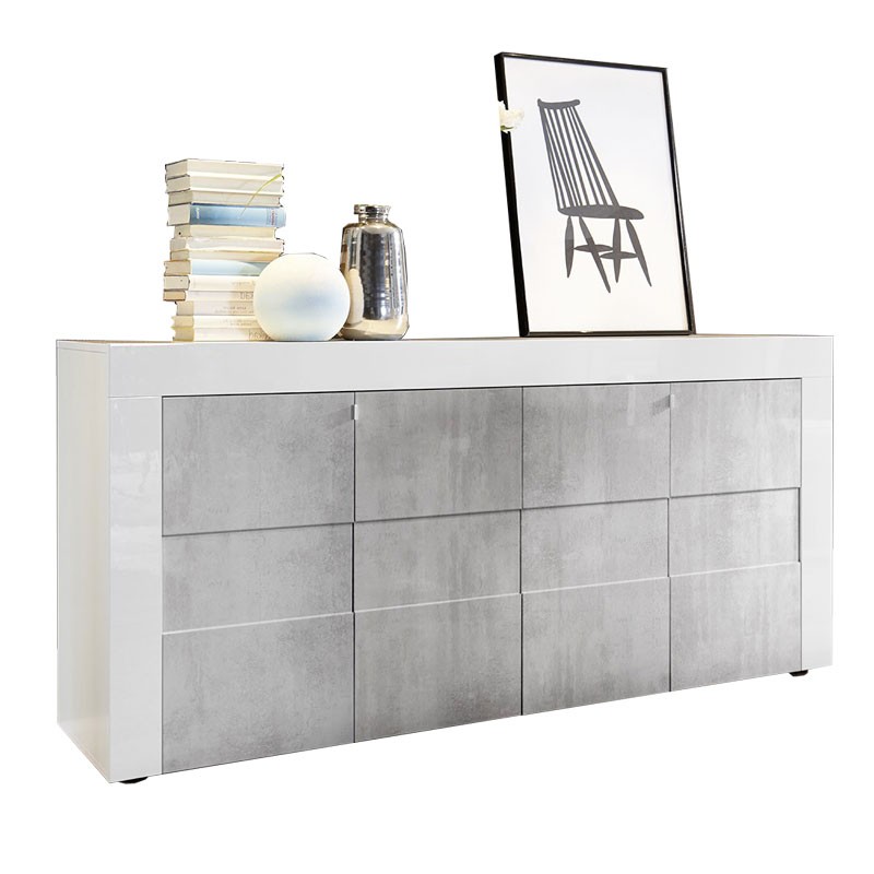 foto del prodotto  2c mobile madia 4 ante grigio e struttura bianca 181x42xh.84 cm. julym4abibe 