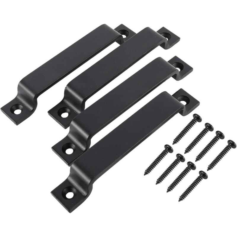 foto del prodotto  4 pezzi maniglia per porta scorrevole, per mobile da fienile, credenza, mobili da cucina, acciaio con viti, nero 16 cm 