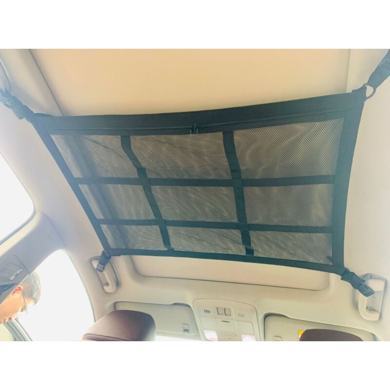 foto del prodotto  9 griglie, 90 x 65 cm rete portaoggetti per tetto auto, borsa organizer per auto, borsa a rete universale per rete elastica interna per tetto auto,
