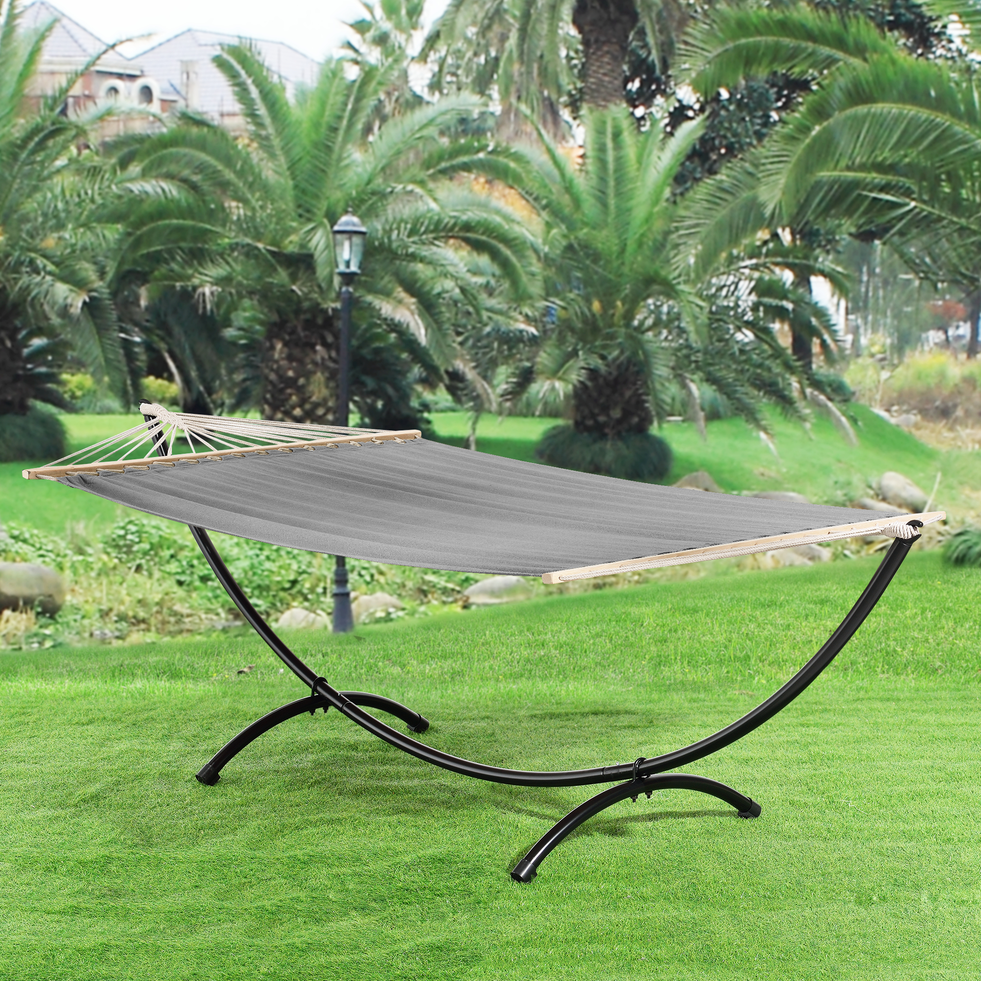 foto del prodotto  casa.pro amaca da giardino con struttura di base, lettino sospeso con tessuto traspirante e travi grigio