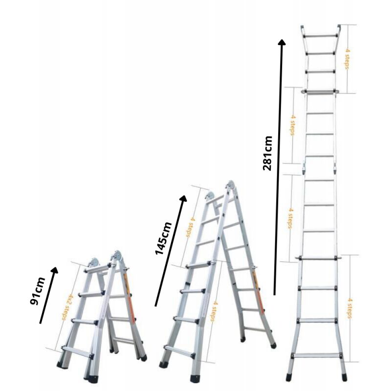 foto del prodotto  chelle articul e et t lescopique pliante en aluminium 4x3 marches 2,81m