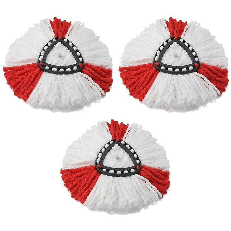 foto del prodotto  confezione da 4 testine compatibili con vileda turbo mop 2 in 1, testina di ricambio, microfibra, rosso, bianco