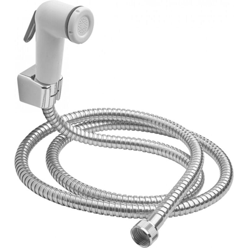 foto del prodotto  doccetta a mano bianca con pulsante shut off flessib. 1,5mt maurer aqua 