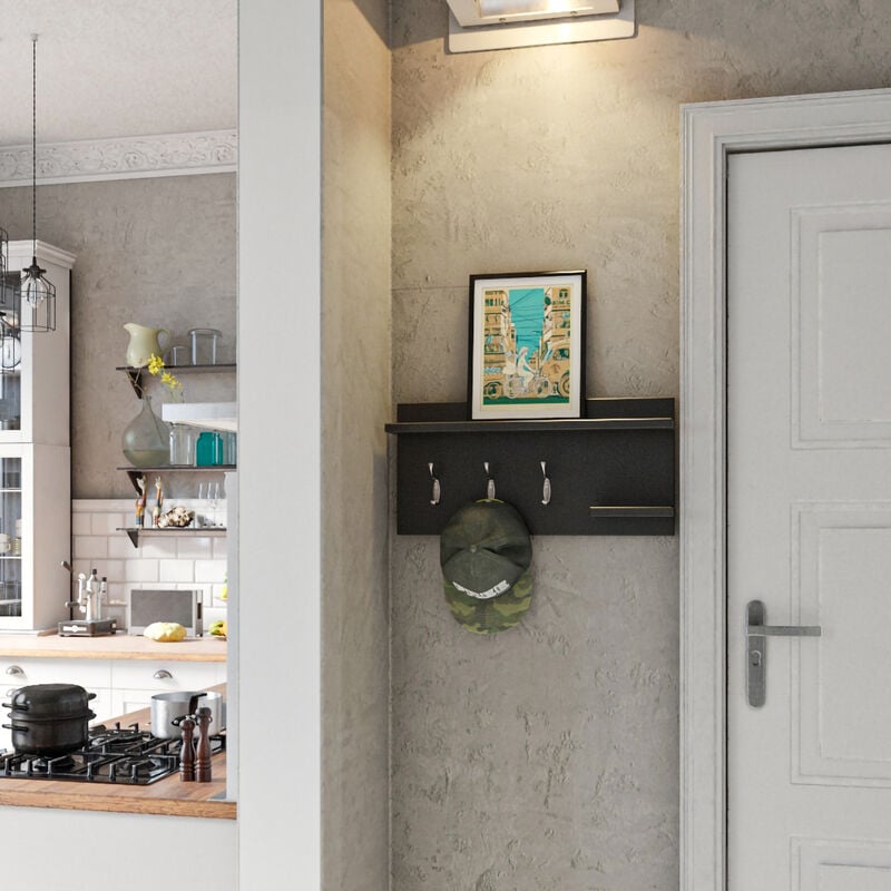 foto del prodotto  en.casa appendiabiti da parete nge con 2 piani e 3 ganci doppi antracite