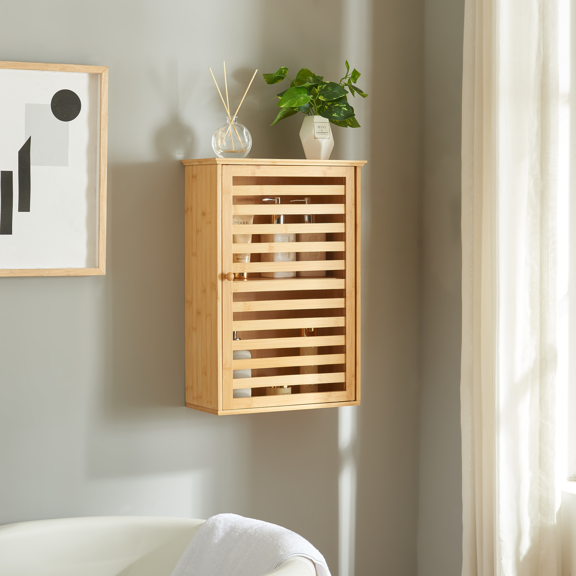 foto del prodotto  en.casa armadietto da parete per bagno j rf lla 55x37x16 cm bamb naturale