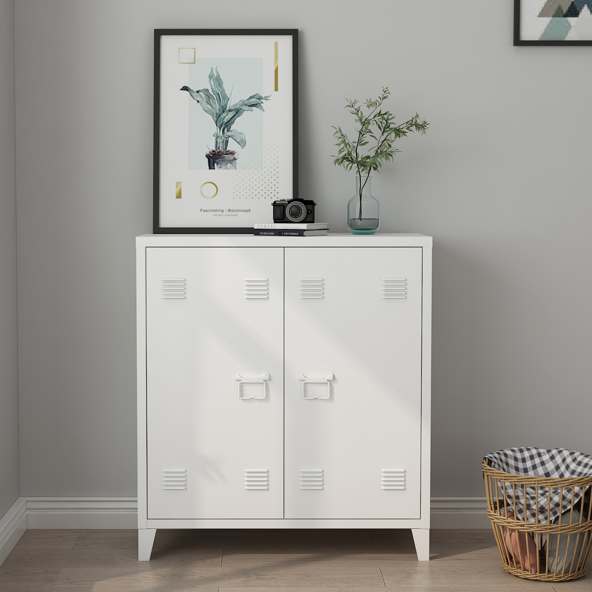 foto del prodotto  en.casa armadietto da ufficio orip in acciaio 90 x 80 x 33 cm bianco