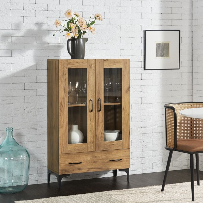 foto del prodotto  en.casa armadio a vetrata s nders credenza con vetrina 115 x 70 x 31 cm effetto rovere