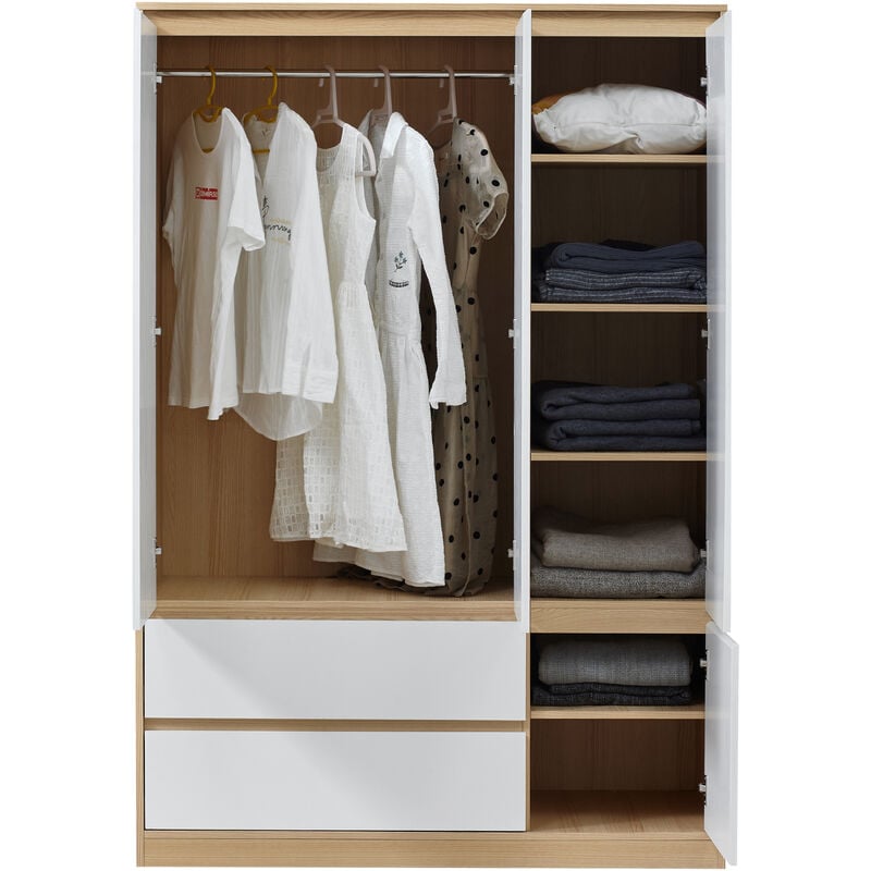 foto del prodotto  en.casa armadio guardaroba bastheim con 6 scomparti 176 x 120 x 52 cm effetto rovere