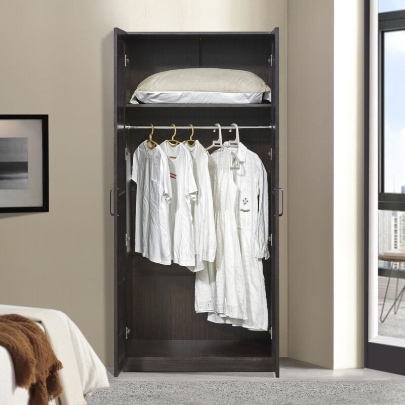 foto del prodotto  en.casa armadio guardaroba finning con ante a persiana 176 x 80 x 52 cm effetto noce scuro