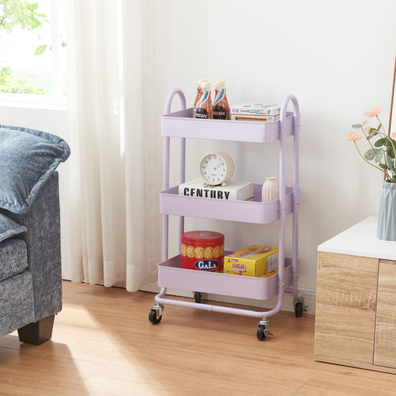 foto del prodotto  en.casa carrello da stoccaggio pyh nt con 3 contenitori acciaio lilla
