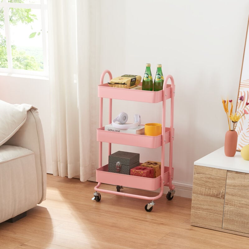 foto del prodotto  en.casa carrello da stoccaggio pyh nt con 3 contenitori acciaio rosa