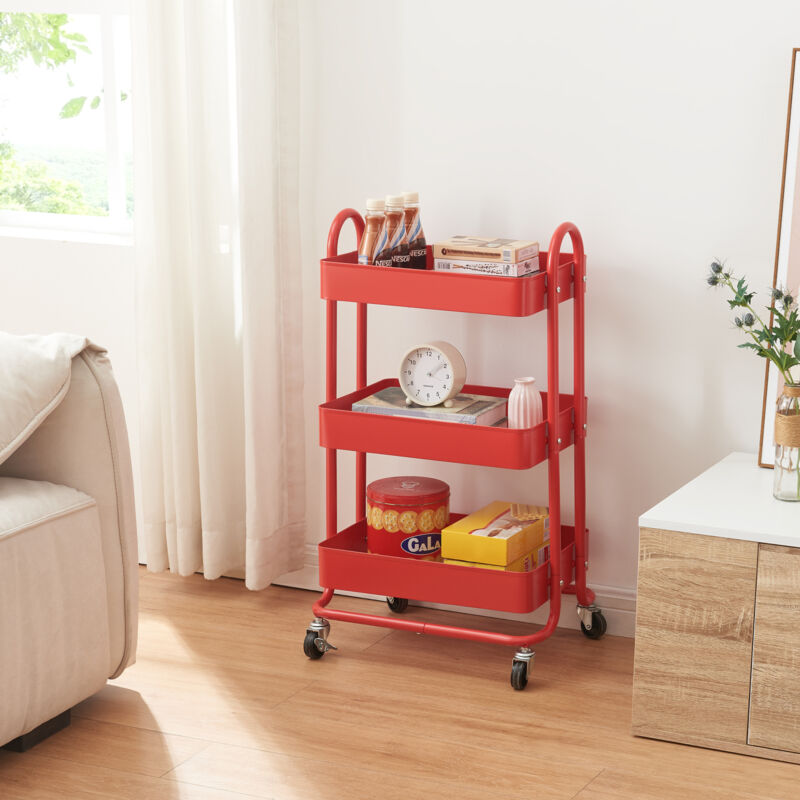 foto del prodotto  en.casa carrello da stoccaggio pyh nt con 3 contenitori acciaio rosso