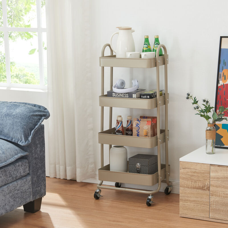 foto del prodotto  en.casa carrello da stoccaggio pyh nt con 4 contenitori acciaio color cammello