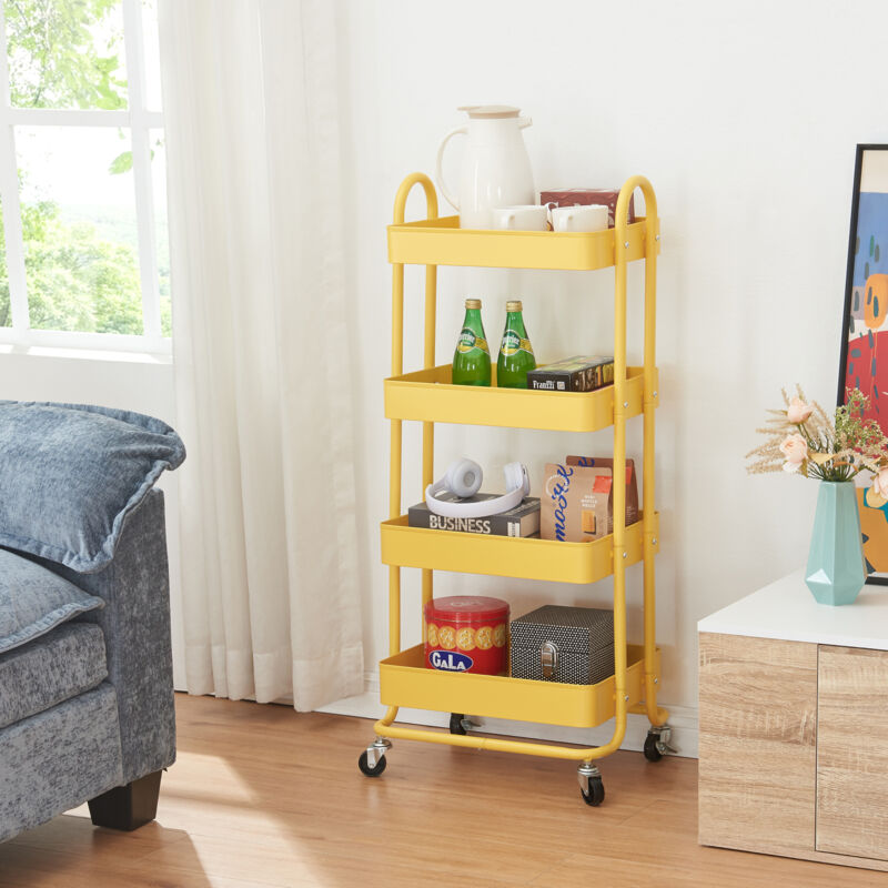 foto del prodotto  en.casa carrello da stoccaggio pyh nt con 4 contenitori acciaio giallo