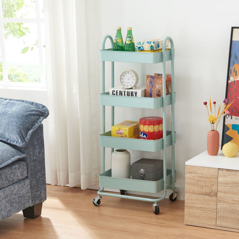 foto del prodotto  en.casa carrello da stoccaggio pyh nt con 4 contenitori acciaio menta verde