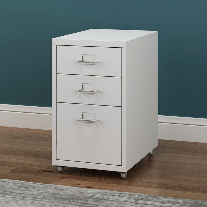 foto del prodotto  en.casa cassettiera da ufficio k kar con rotelle 48 x 28 x 41 cm acciaio bianco opaco