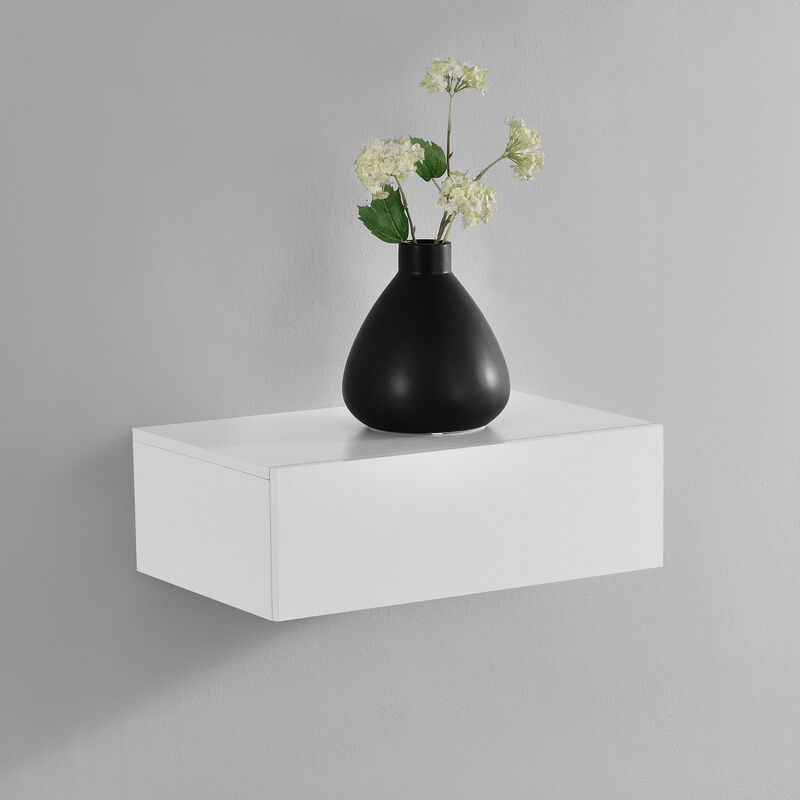 foto del prodotto  en.casa comodino da parete con cassetto integrato 46x30x15 cm bianco opaco