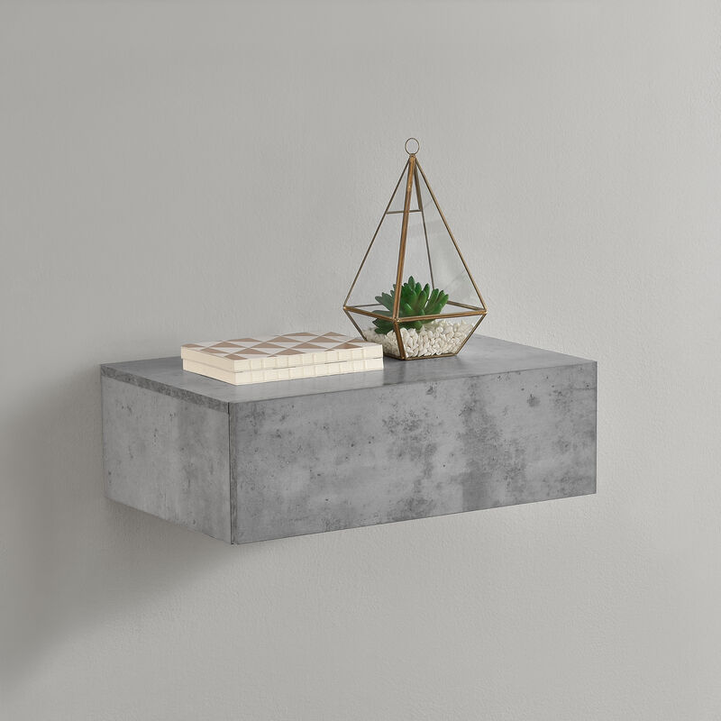 foto del prodotto  en.casa comodino da parete con cassetto integrato 46x30x15 cm effetto cemento