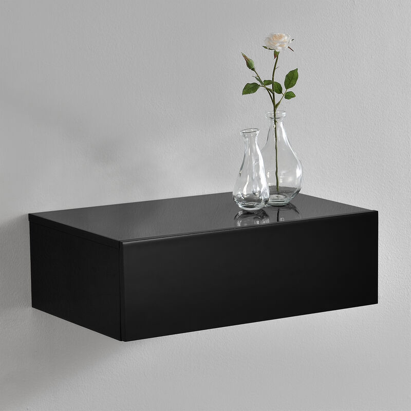 foto del prodotto  en.casa comodino da parete con cassetto integrato 46x30x15 cm nero lucido