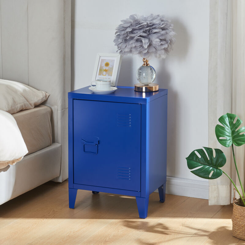 foto del prodotto  en.casa comodino inari in acciaio con anta blu