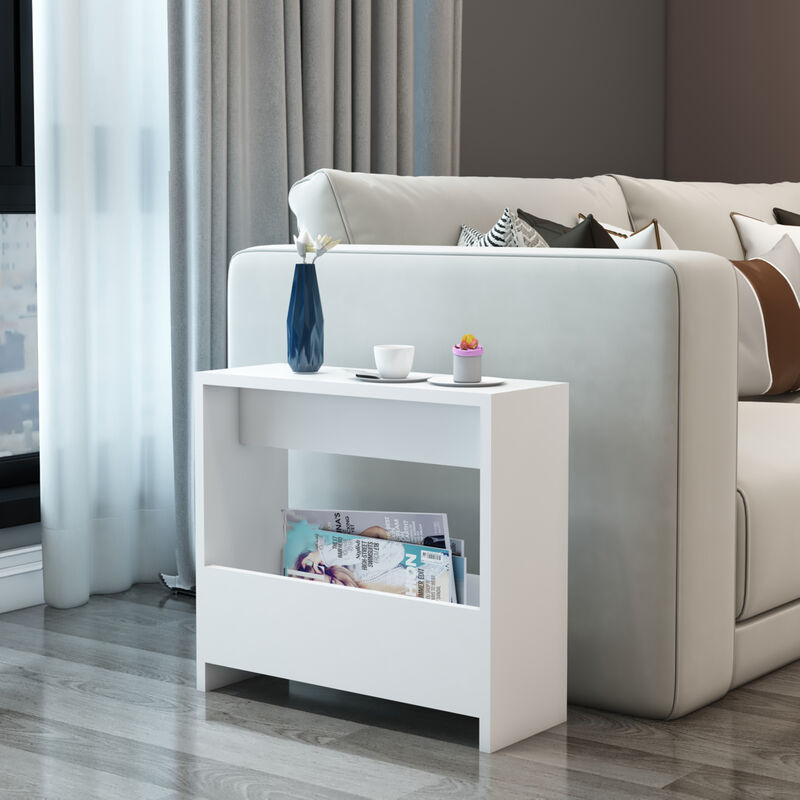 foto del prodotto  en.casa consolle da divano r dovre tavolino laterale con contenitore portaoggetti portalibri bianco
