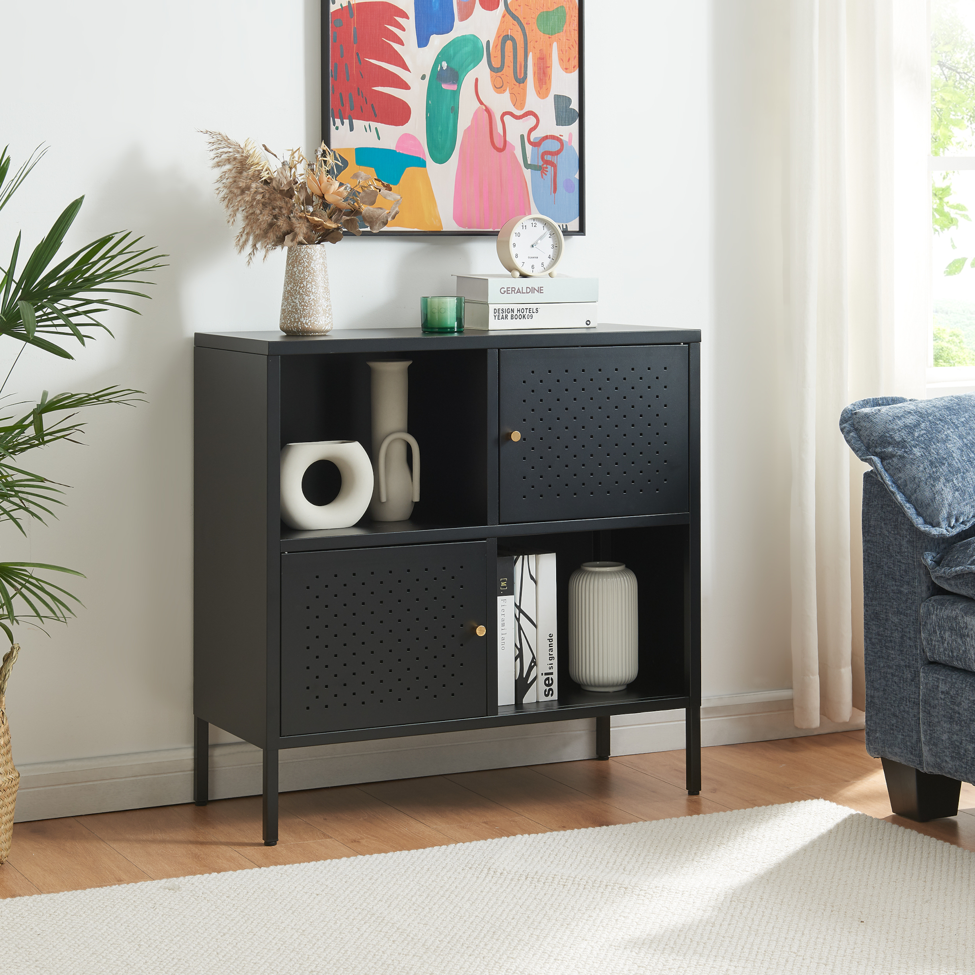 foto del prodotto  en.casa credenza com janakkala in acciaio 80 x 35 x 80 cm nero