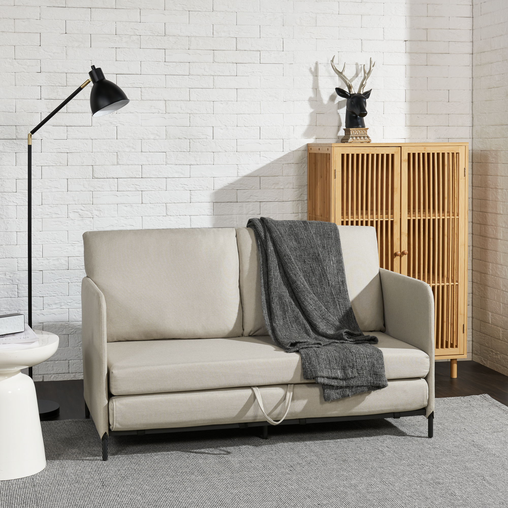 foto del prodotto  en.casa divano letto estensibile soini 1 piazza e mezza 120 x 186 cm beige