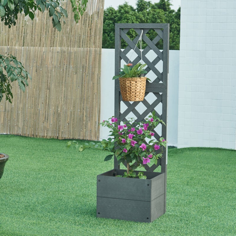 foto del prodotto  en.casa fioriera con spalliera amstelveen per piante rampicanti 135 x 40 x 30 cm grigio