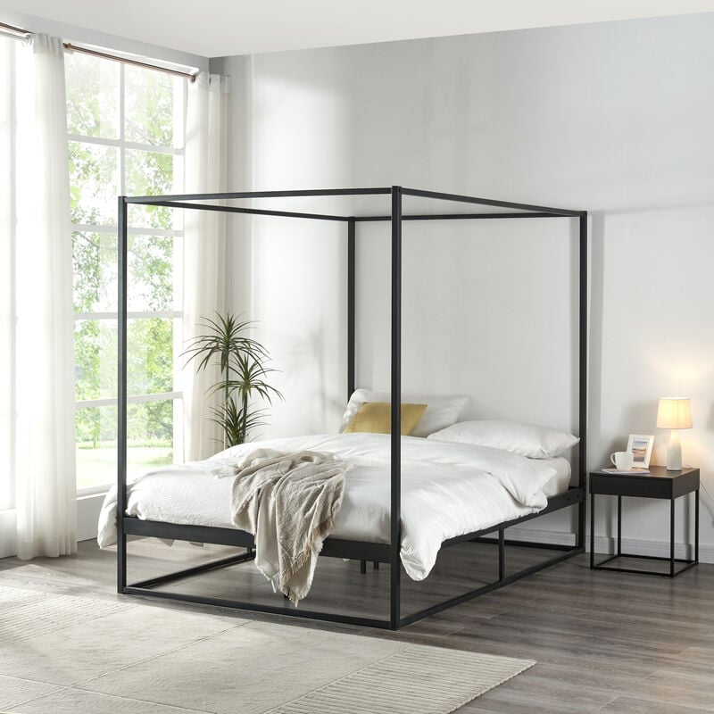 foto del prodotto  en.casa letto a baldacchino kristianstad struttura in metallo nero 140 x 200 cm