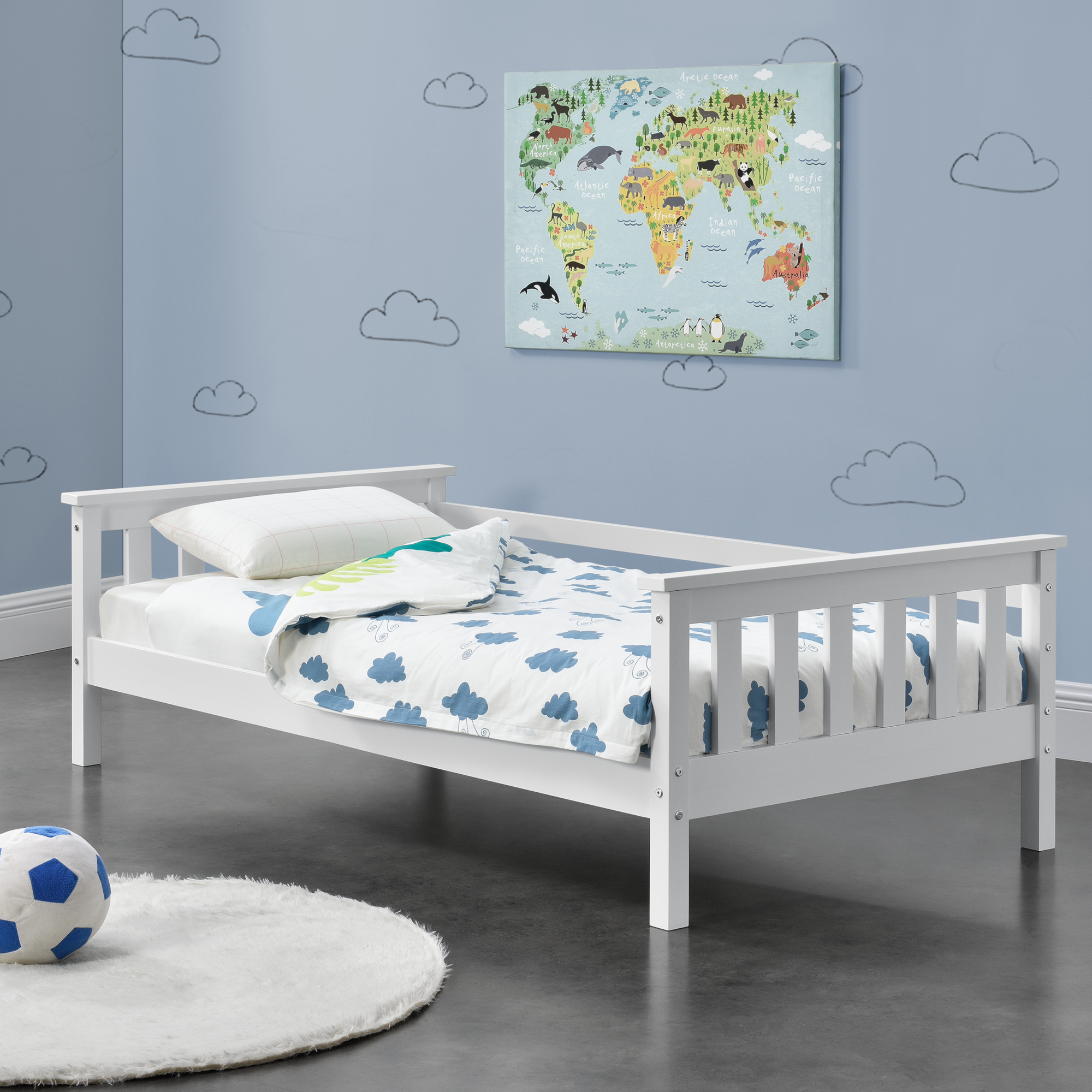 foto del prodotto  en.casa letto per cameretta nuuk in legno di pino con barre protettive 80x160 cm bianco