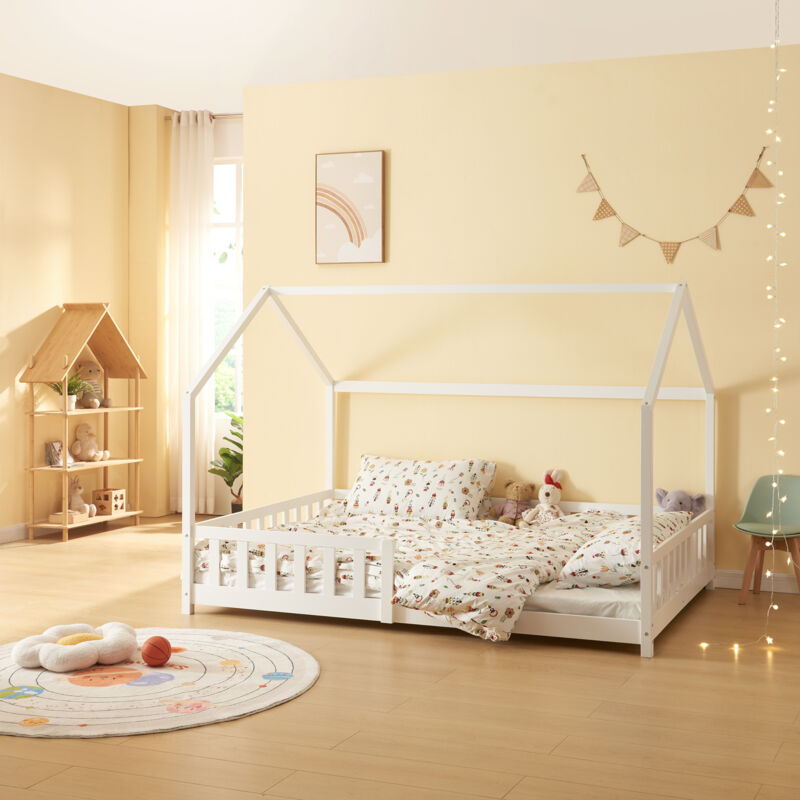 foto del prodotto  en.casa letto piazza e mezza hesel per cameretta a forma di casetta 120 x 200 cm bianco