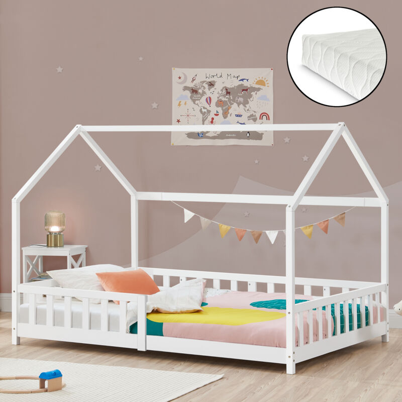 foto del prodotto  en.casa letto singolo hesel per cameretta forma di casetta con materasso 90 x 200 cm bianco