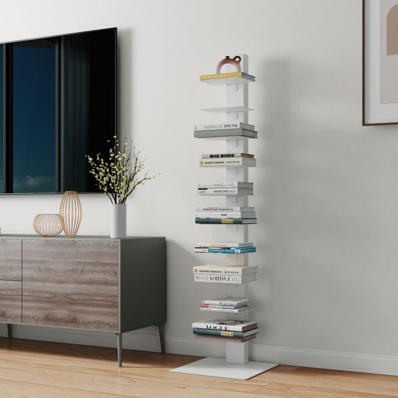 foto del prodotto  en.casa libreria a schienale eksj scaffale a 10 ripiani 150 x 39 x 39 cm acciaio bianco
