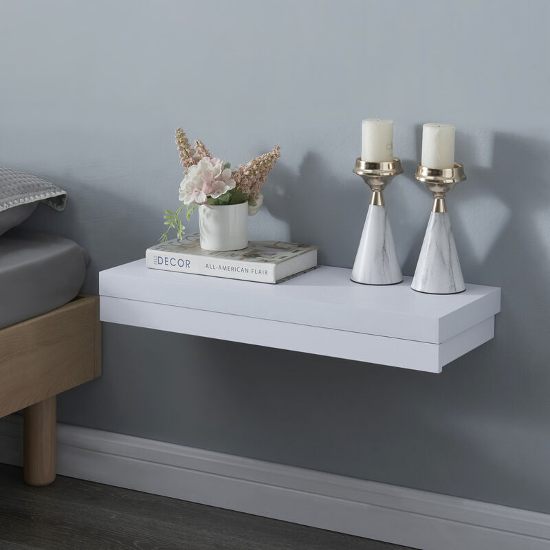 foto del prodotto  en.casa mensola karkkila con cassetto integrato comodino sospeso 60 x 23,5 x 8 cm bianco