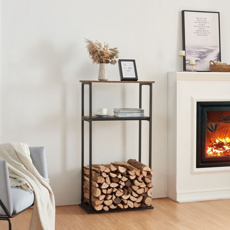 foto del prodotto  en.casa mobile portalegna turku 112 x 60 x 30 cm nero effetto legno scuro