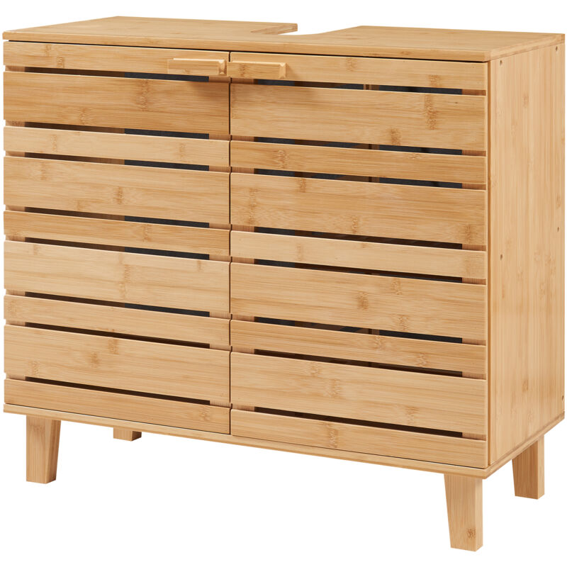 foto del prodotto  en.casa mobile sottolavabo da bagno epind con scomparti chiusi e ripiano 60 x 66 x 30 cm bamb naturale