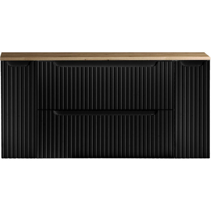 foto del prodotto  en.casa mobile sottolavabo da parete newport con 2 cassetti e 2 armadietti 120 x 60 x 40 cm nero effetto rovere