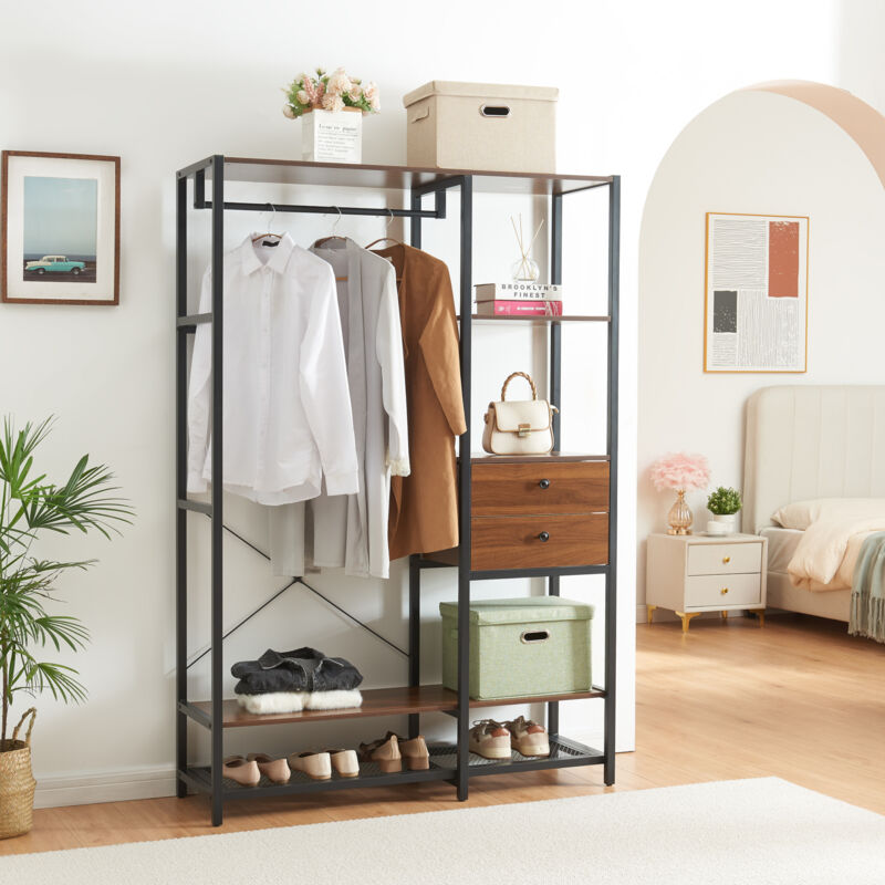 foto del prodotto  en.casa organizzatore guardaroba larem mobile porta abiti nero effetto noce