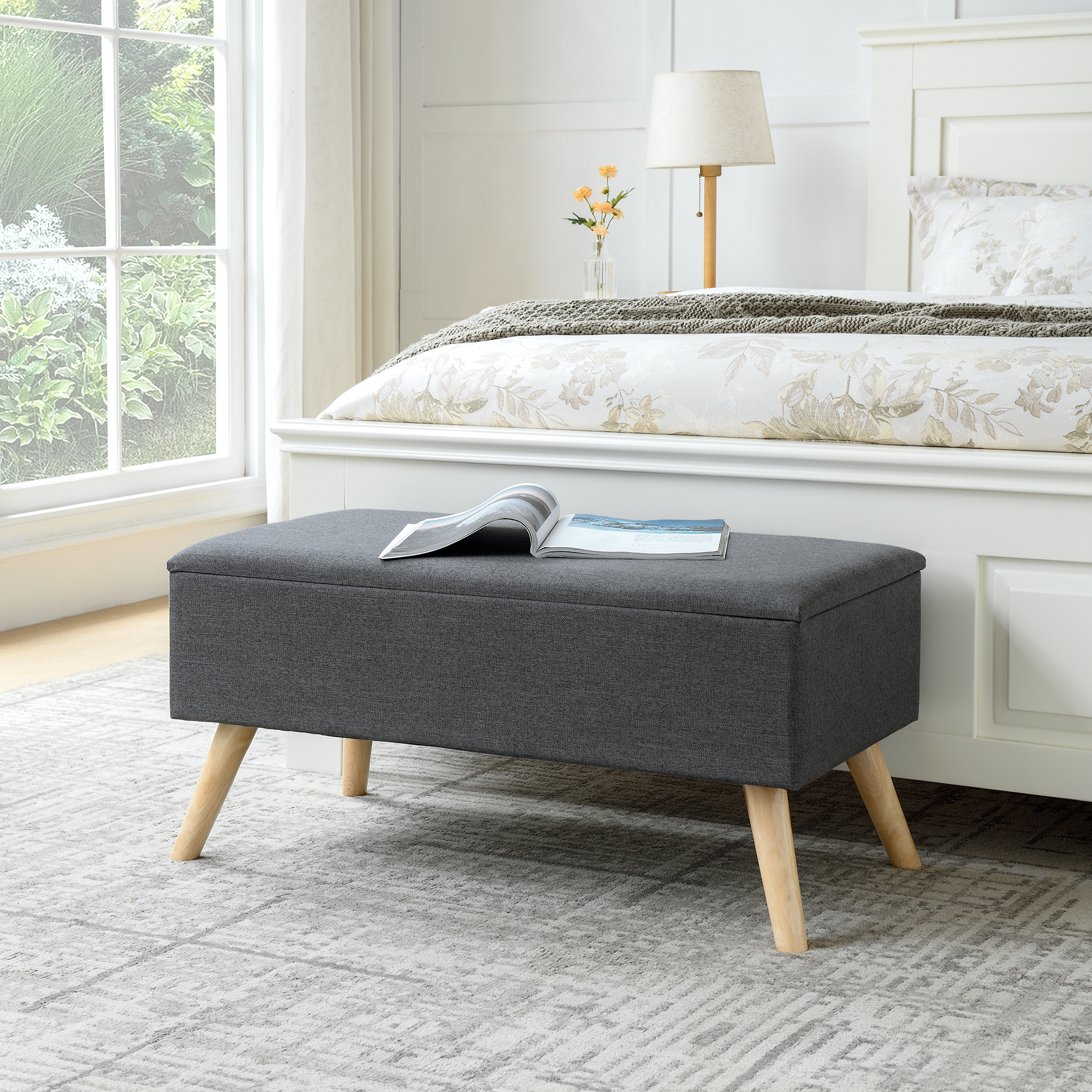foto del prodotto  en.casa panca contenitore salford cassapanca fondoletto 79 x 39,5 x 39,5 cm grigio scuro