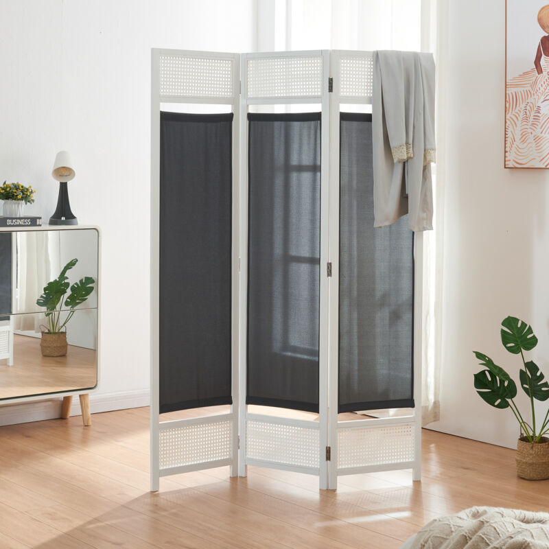 foto del prodotto  en.casa paravento pieghevole dorotea per interni separ a 3 pannelli 120 x 170 cm bianco grigio scuro