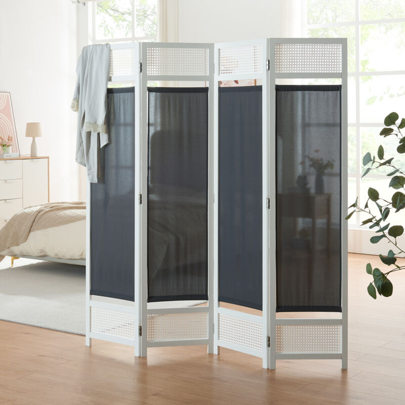foto del prodotto  en.casa paravento pieghevole dorotea per interni separ a 4 pannelli 160 x 170 cm bianco grigio scuro