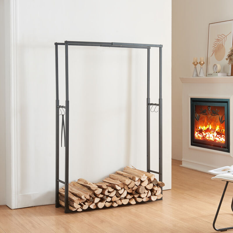 foto del prodotto  en.casa portalegna kasan struttura regolabile 100 150 cm 40 65 cm acciaio nero