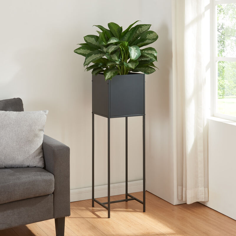 foto del prodotto  en.casa portavasi porsgrunn contenitore rettangolare metallo nero 100 x 30 x 30 cm