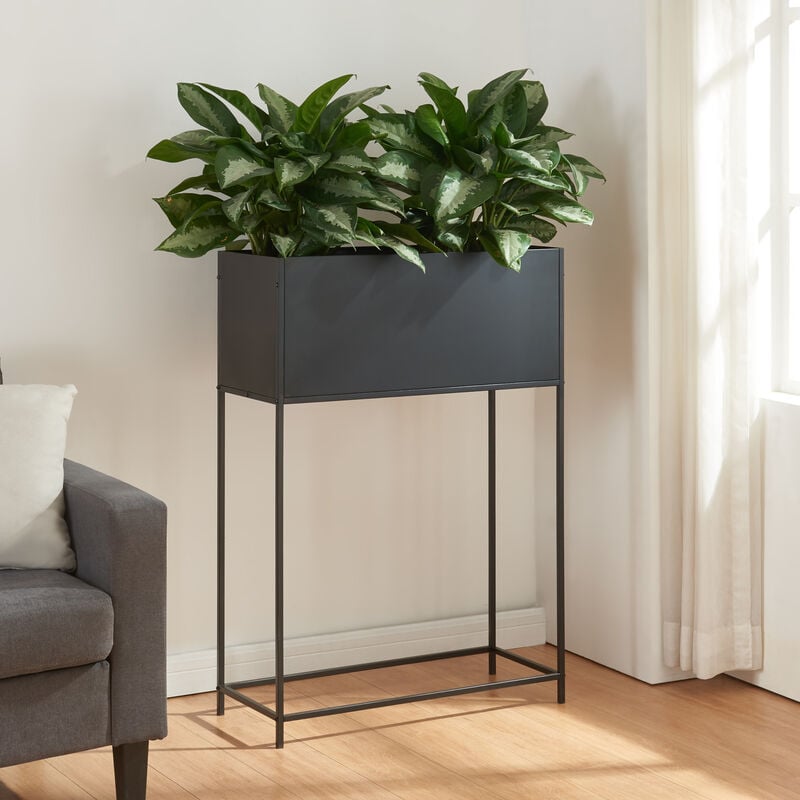 foto del prodotto  en.casa portavasi porsgrunn contenitore rettangolare metallo nero 100 x 70 x 30 cm