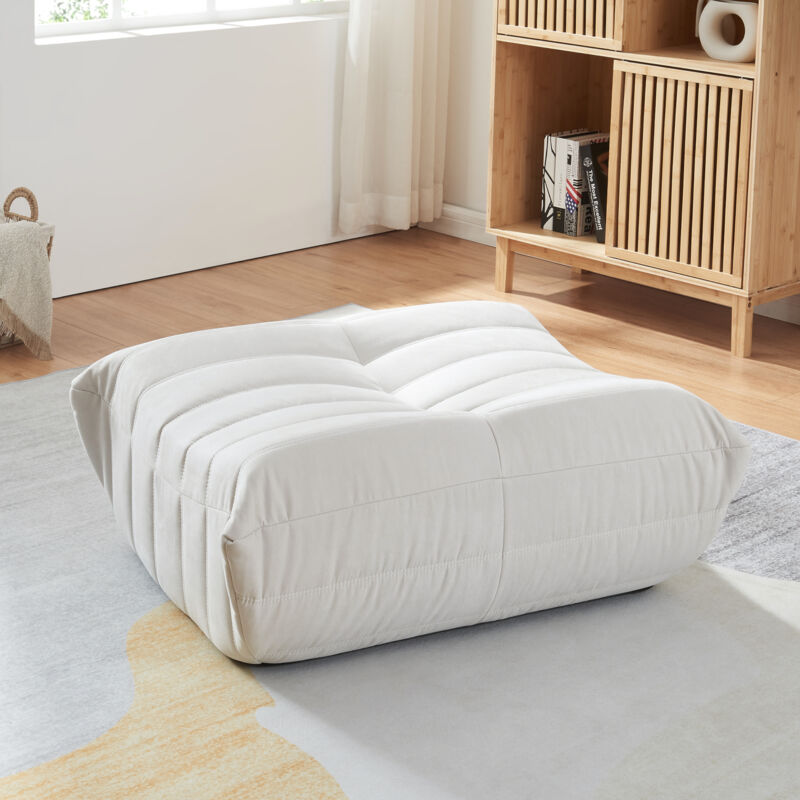 foto del prodotto  en.casa pouf poggiapiedi kods imbottito in microfibra 35x80x65 cm beige