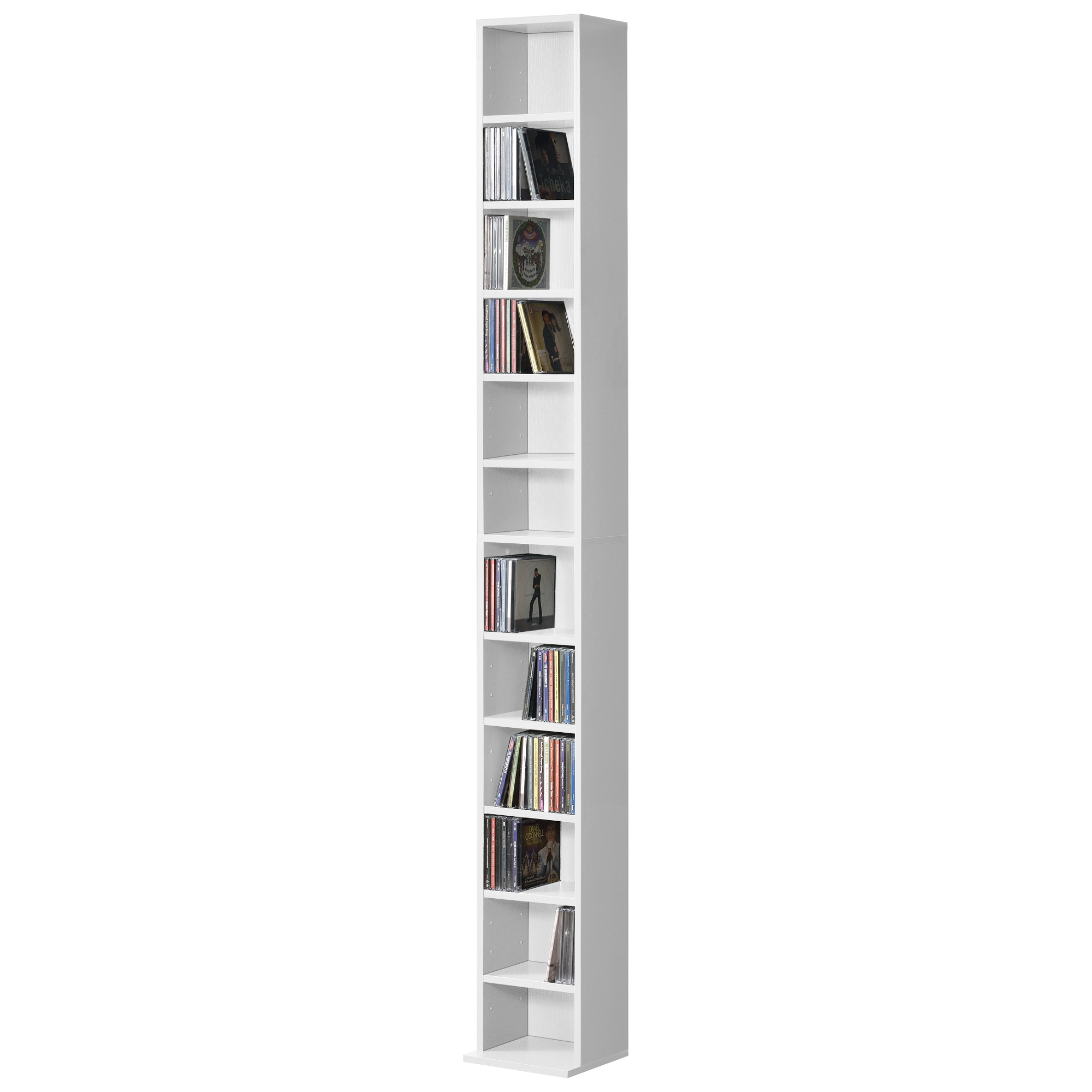 foto del prodotto  en.casa scaffale a colonna tynset con 12 scomparti per cd dvd 175x20x20 cm bianco