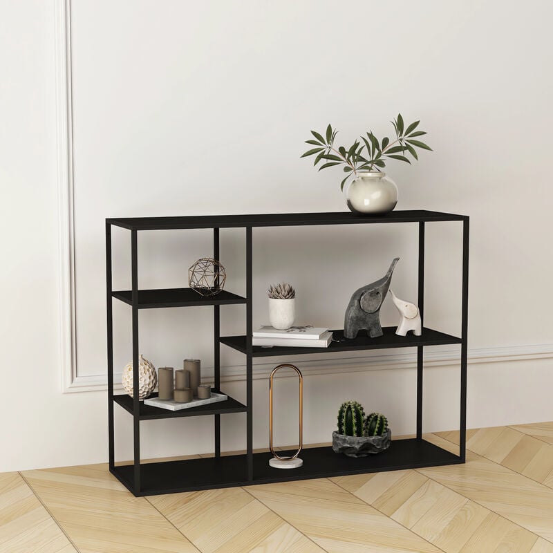 foto del prodotto  en.casa scaffale basso da terra isojoki libreria in acciaio 120 x 35 x 88 cm nero opaco