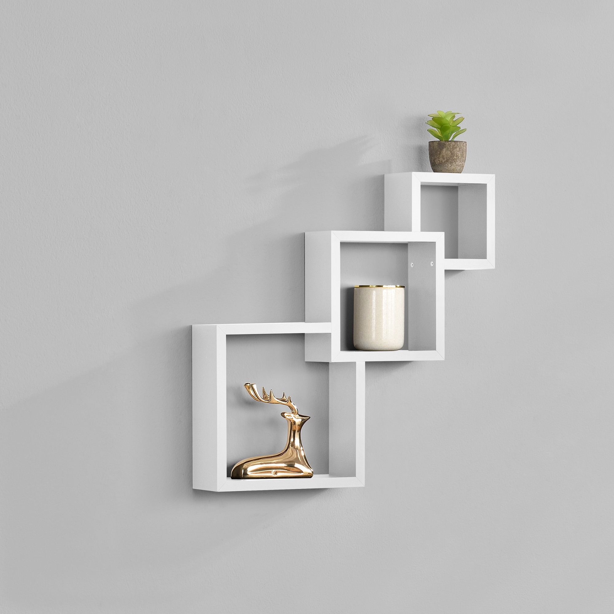 foto del prodotto  en.casa scaffale da parete a 3 cubi uniti 48x48x9 cm bianco opaco